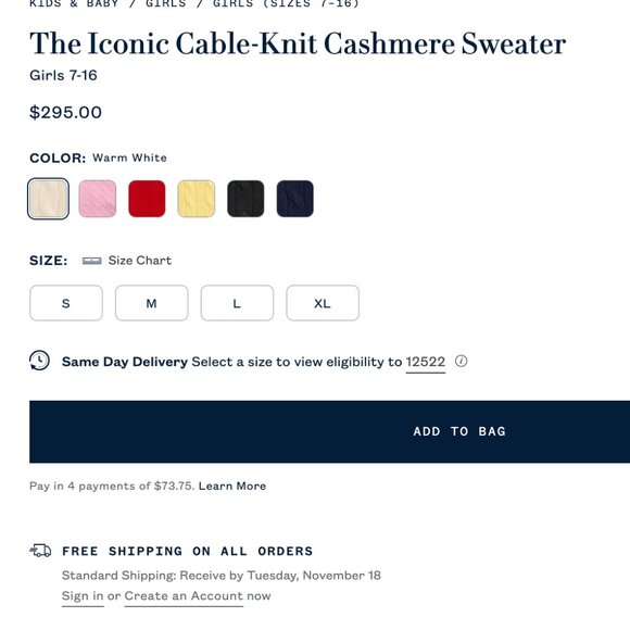 NWT BIG GIRLS POLO CASHMERE CREWNECK SWEATER, SIZE XLRG (16) - Picture 16 of 16